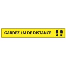 Adhésif de marquage au sol  Gardez 1m de distance - 700x100mm - jaune- Distances Sociales