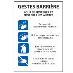 Panneau "Gestes Barrière - consignes pour se protéger et protéger les autres" - Vinyle/PVC - A5/A4