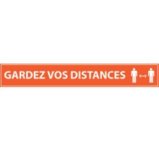 Adhésif de marquage au sol - Gardez vos distances - 700x100mm - bleu ou orange