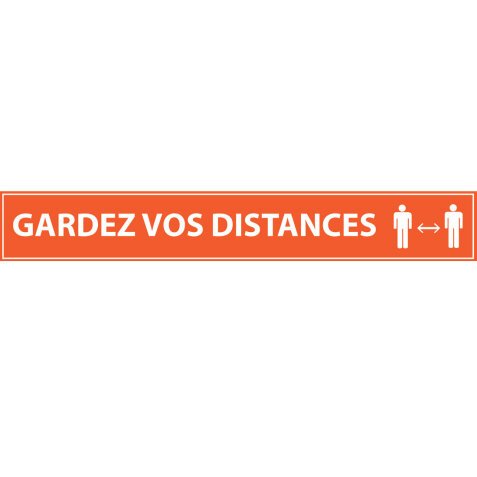 Adhésif de marquage au sol - Gardez vos distances - 700x100mm - bleu ou orange