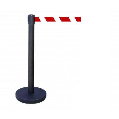 Poteau à Sangle - Noir - Hauteur 910 mm  - rouge et blanc