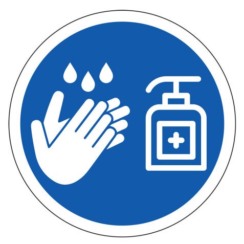 Panneau - Gel hydroalcoolique servez-vous - diam.100 mm - Vinyle autocollant