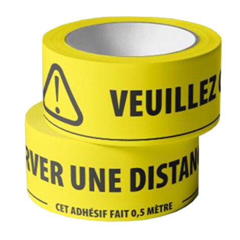 Marquage au sol - Veuillez conserver une distance d'1,5m - jaune fluo
