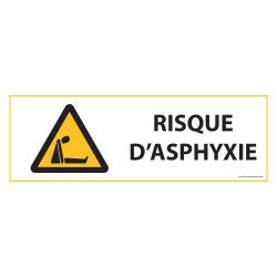 Panneau d'obligation "Risque d'asphyxie " ISO 7010 - W041   - 297 x 105 mm - Vinyle Souple Autocollant