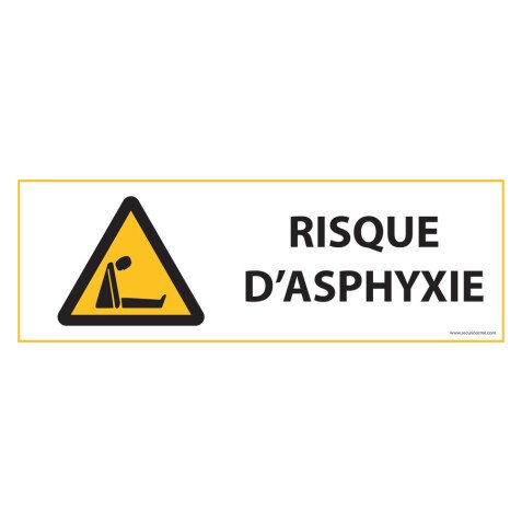 Panneau d'obligation "Risque d'asphyxie " ISO 7010 - W041   - 450 x 150 mm - PVC