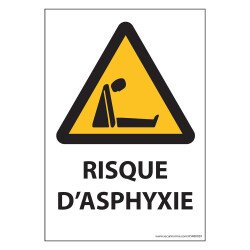 Panneau d'obligation "Risque d'asphyxie" - ISO 7010 - W041  - 210 x 148 mm (A5) - Vinyle Souple Autocollant