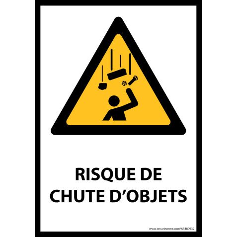 Panneau - Chute d'objets - W035 - format portrait   - Vinyle Souple Autocollant - A5