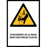 Panneau - Écrasement de la main dans une presse plieuse - W030 - vertical.   - Vinyle - A5