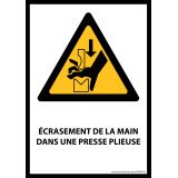 Panneau - Écrasement de la main dans une presse plieuse - W030 - vertical.   - Vinyle - A4