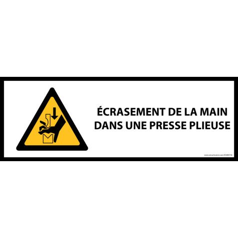 Panneau danger - Écrasement de la main dans une presse plieuse - W030