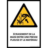 Panneau - Écrasement de la main entre une presse plieuse et le matériau - W031- format portrait   - Vinyle - A5