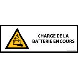 Panneau de danger - Charge en cours de la batterie - W026 - horizontal   - 297 x 105 mm - PVC