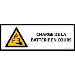 Panneau de danger - Charge en cours de la batterie - W026 - horizontal   - 297 x 105 mm - PVC
