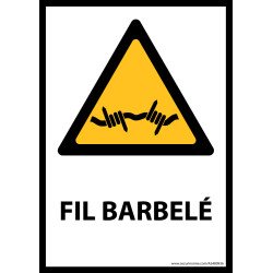 Panneau - Fil barbelé - W033- format portrait   - Vinyle Souple Autocollant - A5