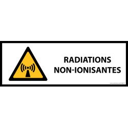 Panneau de danger - Radiations non-ionisantes - W005 - horizontal   - 450 x 150 mm - Vinyle