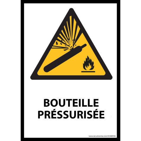 Panneau - Bouteille préssurisée - W029- format portrait   - PVC dos adhésif - A5