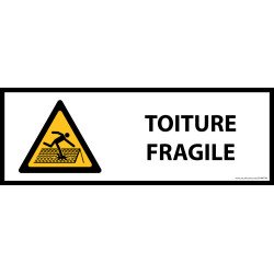 Panneau de danger - Toiture fragile - W036 - horizontal   - 450 x 150 mm - Vinyle