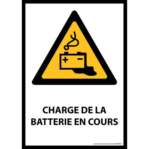 Panneau - Charge en cours de la batterie - W026 - format portrait