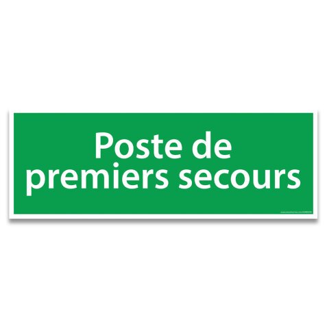 Panneau adhésif d'évacuation - Poste de premiers secours   - 210 x 75 mm - Vinyle