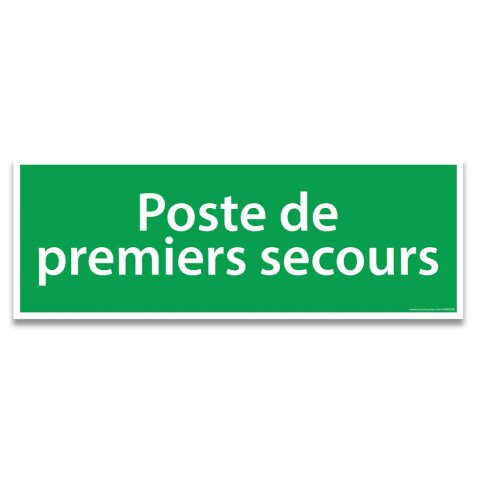 Panneau adhésif d'évacuation - Poste de premiers secours   - 210 x 75 mm - PVC