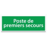 Panneau adhésif d'évacuation - Poste de premiers secours   - 350 x 125 mm - PVC