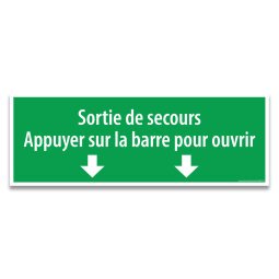 Panneau et autocollant d'évacuation - Sortie de secours Appuyer sur la barre pour ouvrir