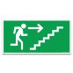 Panneau évacuation - Homme qui monte l'escalier, flèche à droite - ISO 7010 E004