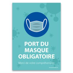 Panneau "Port du masque obligatoire - Merci de votre compréhension" - A5 - Vinyle