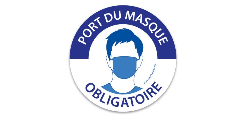 Pictogramme "Port du masque obligatoire" - bleu et blanc   - PVC - 315