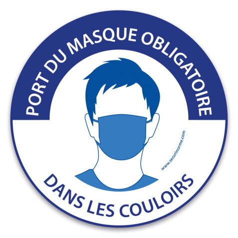 Panneau "Port du masque obligatoire dans les couloirs"