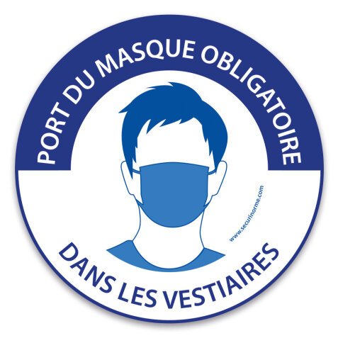 Panneau "Port du masque obligatoire dans les vestiaires"