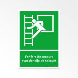 Panneaux ISO 7010 d'évacuation - Fenêtre de secours avec échelle de secours - E016