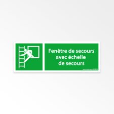 Panneaux ISO 7010 d'évacuation à message horizontal - Fenêtre de secours avec échelle de secours - E016