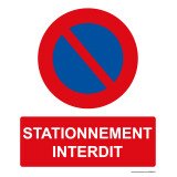 Panneau stationnement interdit - 300x250 mm  - Vinyle Souple Autocollant