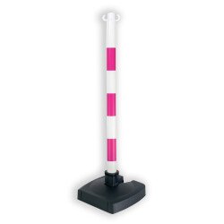 Poteau PVC rose/blanc FME bi-pose sur socle lesté 4 Kg