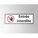 Panneau Interdiction - Entrée interdite - Pictogramme main  - 350 x 125 - Vinyle souple autocollant