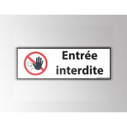 Panneau Interdiction - Entrée interdite - Pictogramme main  - 350 x 125 mm - Vinyle Souple Autocollant