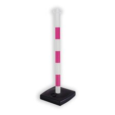 Poteau PVC rose/blanc FME sur socle à lester 4 kg