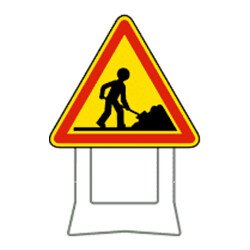Panneau de chantier - Type AK5 travaux - Symbole chantier - Profil aluminium