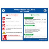Panneau - Consignes de sécurité en cuisine - A3/A4 - Vinyle/PVC  - PVC - A4