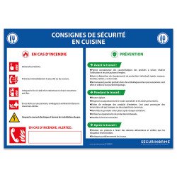 Panneau - Consignes de sécurité en cuisine - A3/A4 - Vinyle/PVC