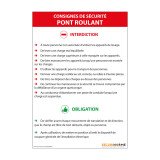 Panneau - Consignes de sécurité pont roulant - NF EN 15011  - PVC - A4