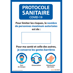 Affiche - Nombre de personnes maximum autorisées - A3 et A4 - version bleue   - Vinyle Souple Autocollant - A4