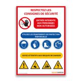 Panneau consignes de sécurité chantier