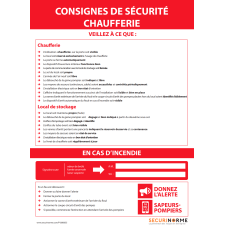 Panneau consignes de sécurité chaufferie