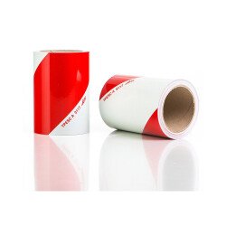 Kit adhésif de sécurité - Film rétroréfléchissant chevrons rouge/blanc pour véhicules - Classe A - Lot de 2