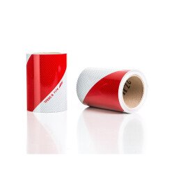 Kit bandes de signalisation - Bandes rétro réfléchissantes chevrons rouge/blanc - 140 mm x 9 m - Adhésif  - 45 -