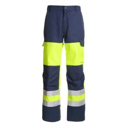 Pantalon Workwear - Renforts Genoux Jaune Fluo/Bleu Marine - Taille 44