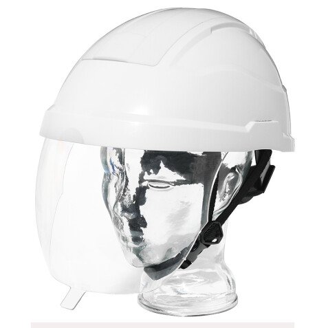 Casque électricien avec écran facial coloris blanc