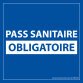 Sticker sanitaire Pass Sanitaire Obligatoire vinyle - 125 x 125 mm -  fond bleu